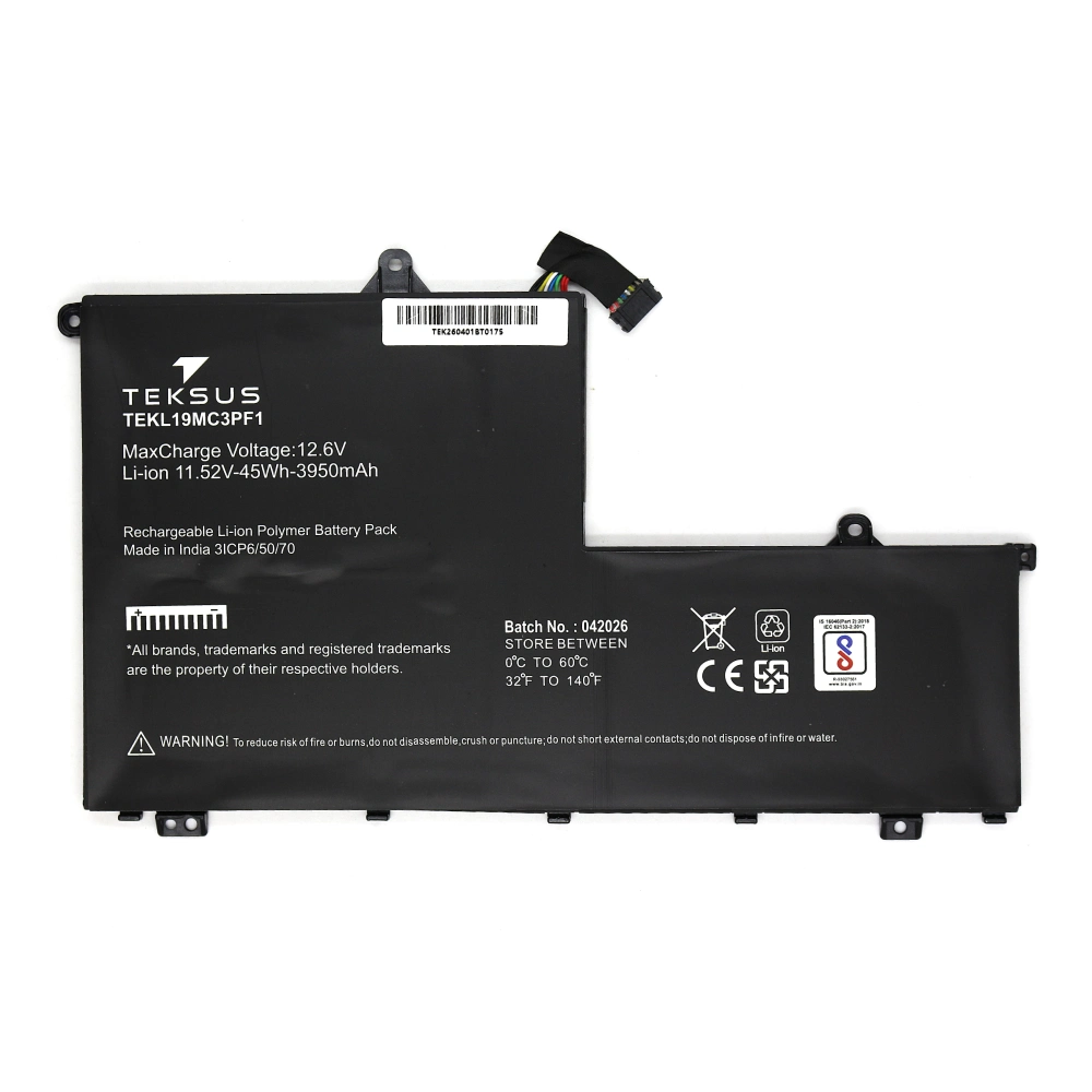 Teksus Laptop Battery Compatible For Lenovo L19C3PF1 | L19M3PF2 3C view 2